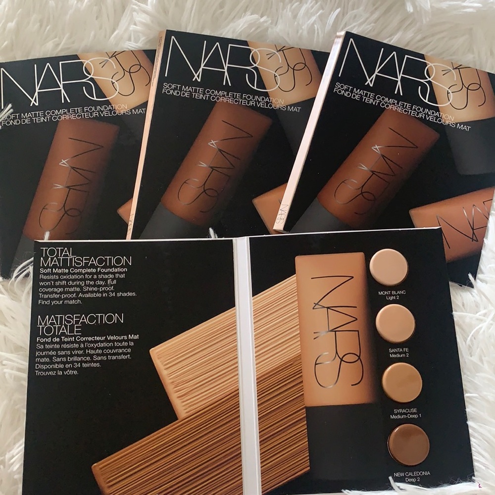 4 Nars soft matte complete foundation sample cards 4 shades 16 samples